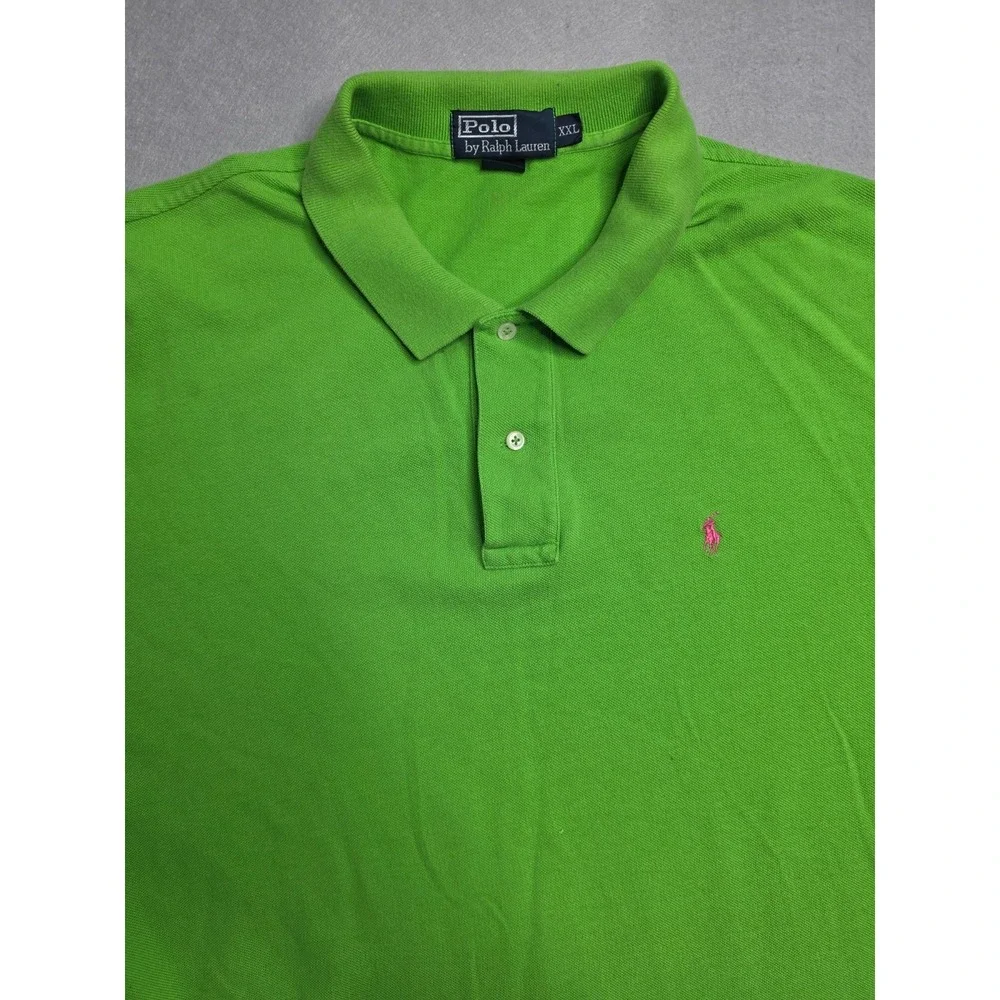 Polo Ralph Lauren Polo Shirt Mens 2XL Green 100% Cotton High Low Hem Golf Tennis